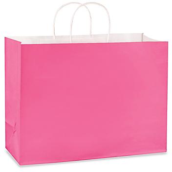 Deluxe Tinted Color Shopping Bags - 16 x 6 x 12", Vogue, Pink S-19960PINK