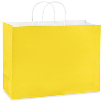 Deluxe Tinted Color Shopping Bags - 16 x 6 x 12", Vogue, Yellow S-19960Y