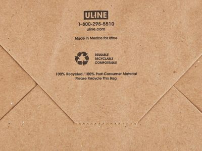 Recycled Paper Shopping Bags - 8 x 4 3/4 x 10 1/4, Cub S-19974 - Uline