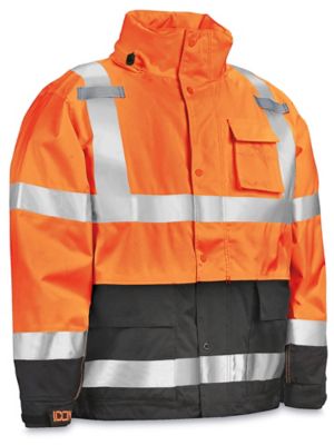 Class 3 Hi-Vis Heavy Duty Rain Jacket - Orange, Large S-19979O-L