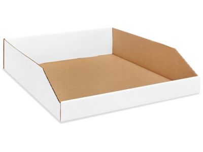 White Corrugated Parts Bins - 18 x 18 x 4 1/2" S-20020