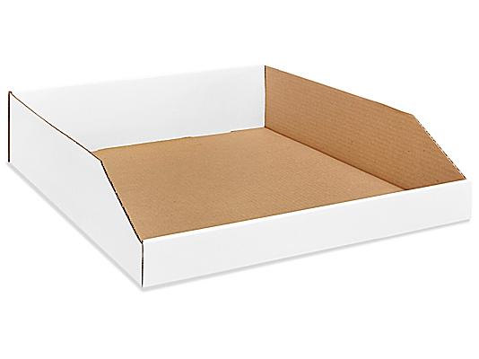 50-4" x 18" x  4 1/2" Open Top Corrugated Bin Boxes White 