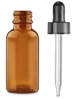 Glass Dropper Bottles - 1 oz, Amber S-20037A - ULINE