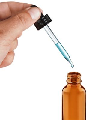 Glass Dropper Bottles - 1 oz, Amber S-20037A - ULINE