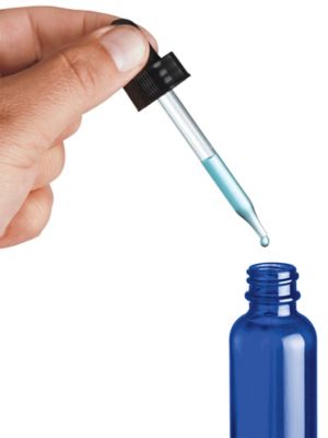 Glass Dropper Bottles - 1 oz, Blue S-20037BLU - ULINE