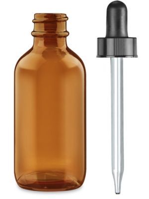 Glass Dropper Bottles - 2 oz, Amber S-20038A - ULINE