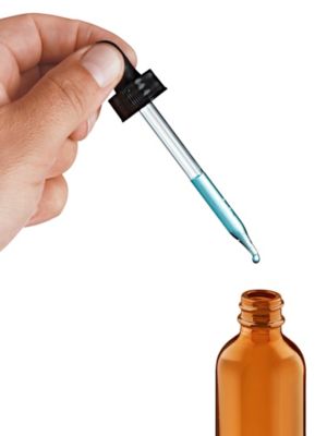 Glass Dropper Bottles - 2 oz, Amber S-20038A - ULINE
