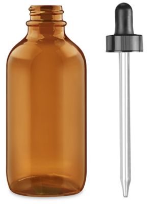 Amber Boston Round Glass Bottles - 6 oz S-24699 - Uline