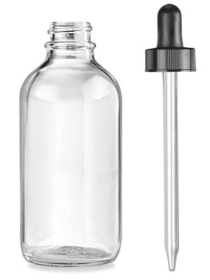 Glass Dropper Bottles - 4 oz, Clear S-20039C - Uline
