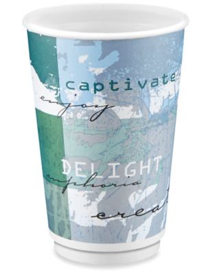 Double-Wall Paper Cups - 16 oz, Globe Design S-20112GLOBE