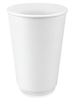 Double-Wall Paper Cups - 16 oz, White S-20112W