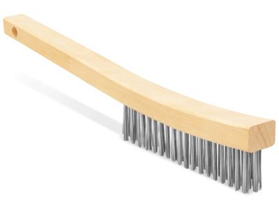 Cepillo de alambre, cepillo de alambre de acero inoxidable para limpiar el  óxido con mango de madera de haya curvado de 14 pulgadas de largo, grande