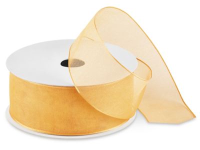 Wired Organza Ribbon - 1 1/2 x 25 yds, Gold - ULINE - 2 Rolls - S-20246GOLD