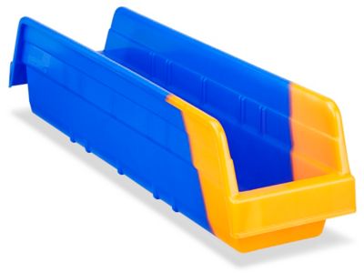 Indicator Bins with Divider - 4 x 18 x 4", Blue/Orange S-20255B/O