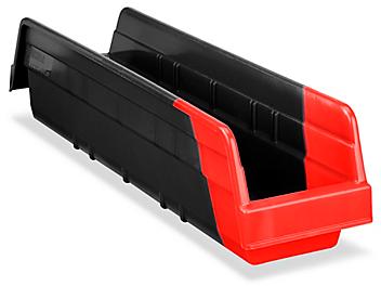Indicator Bins with Divider - 4 x 18 x 4", Black/Red S-20255B/R
