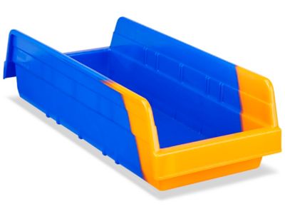 Indicator Bins with Divider - 7 x 18 x 4", Blue/Orange S-20256B/O