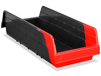 Indicator Bins with Divider - 7 x 18 x 4", Black/Red S-20256B/R