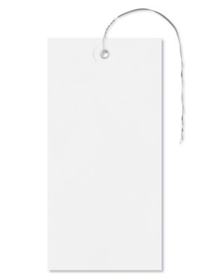 Plastic Tags - 6 1/4 x 3 1/8, White, Pre-wired S-10749W-PW - Uline