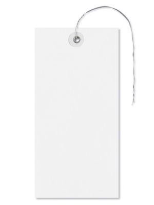 Plastic Tags - 6 1/4 x 3 1/8, White, Pre-wired S-10749W-PW - Uline