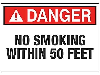 "No Smoking Within 50 Feet" Sign - Vinyl, Adhesive-Backed S-20309V