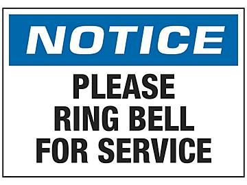 "Please Ring Bell For Service" Sign