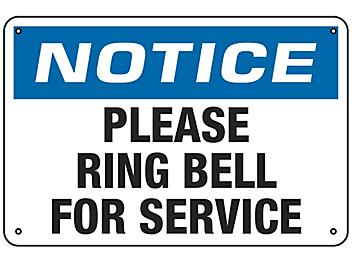 "Please Ring Bell For Service" Sign - Aluminum S-20310A