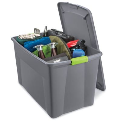 Gray 35-Gallon Latch Storage Tote Container