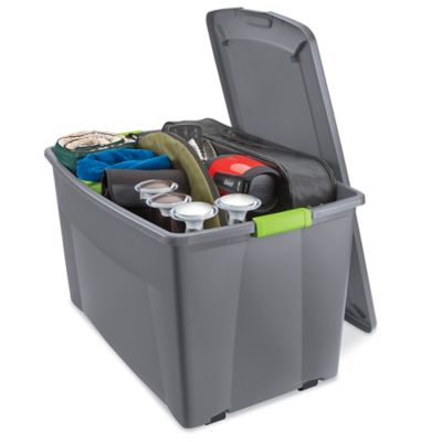 Sterilite 45gal Latching Storage Tote - Gray with Green Latch