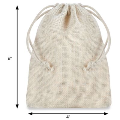 Burlap Bags with Drawstring - 4 x 6, Ivory