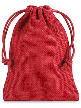 Burlap Bags with Drawstring - 4 x 6", Red S-20525R