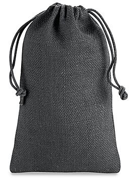 Burlap Bags with Drawstring - 6 x 10", Black S-20526BL