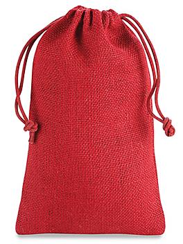 Burlap Bags with Drawstring - 6 x 10", Red S-20526R