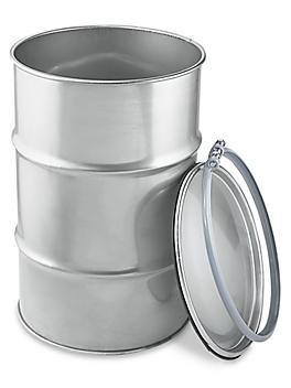 Open Top Stainless Steel Drum with Lid - 30 Gallon S-20529