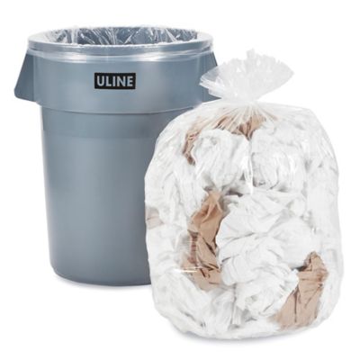 Uline Industrial Trash Liners - 44-55 Gallon, 1.2 Mil, Clear S-2054