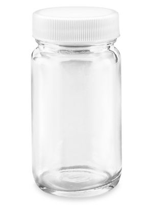 Clear Wide-Mouth Glass Jars - 2 oz, Plastic Cap S-20558P