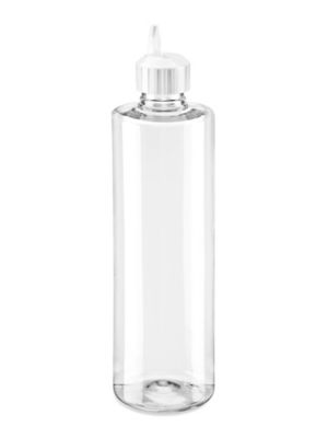 Clear Cylinder Bottles Bulk Pack - 16 oz, Flip Top Cap S-20575B