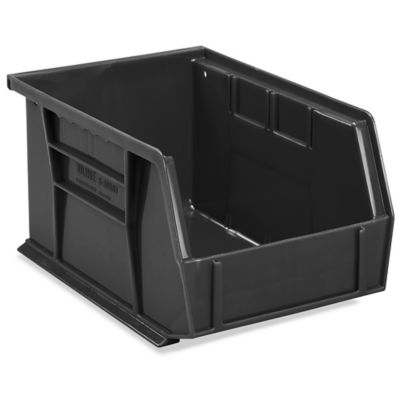 Plastic Stackable Bins - 9 1/2 x 6 x 5", Black S-20581BL