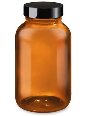 Wide-Mouth Glass Jars - 8 oz, Plastic Cap S-12755P - Uline