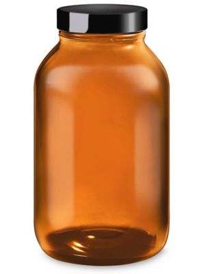 Amber Boston Round Glass Bottles - 16 oz S-15651 - Uline