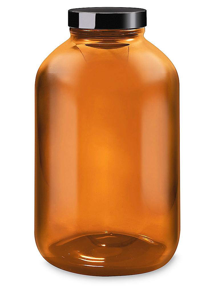 Amber Wide-Mouth Glass Jars - 32 oz