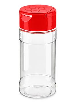 Plastic Spice Jars Bulk Pack - 4 oz, Unlined, Red Cap S-20596B-R