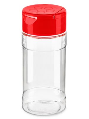 32 oz Clear PET Spice Jars w/ 63-485 Red Spice Cap w/ Spoon/Pour – National  Bottles
