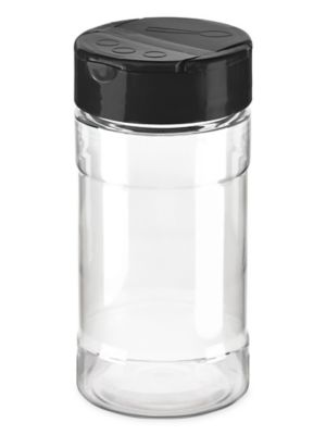 6 Pack 8oz Plastic Spice Jars with Black Cap and Shaker Lids for