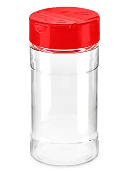 Plastic Spice Jars Bulk Pack - 8 oz, Unlined, Red Cap S-20597B-R