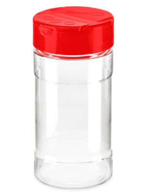 8 oz Natural PP Plastic Spice Jars (Red Spoon & Sift Cap) - Natural 53-485