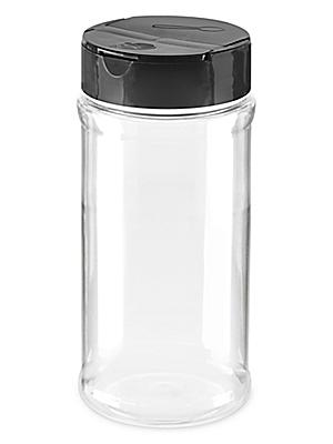 Plastic Spice Jars Bulk Pack - 16 oz, Unlined, Black Cap S-20598B-BL - Uline