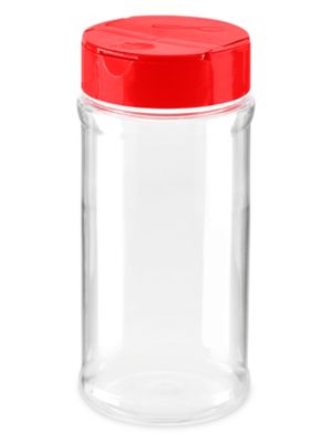 Plastic Spice Jars Bulk Pack - 16 oz, Unlined, Red Cap S-20598B-R
