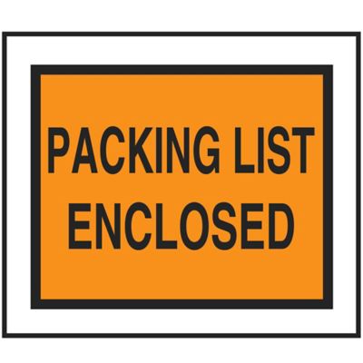 "Packing List Enclosed" Full-Face Envelopes - Orange, 10 x 12"