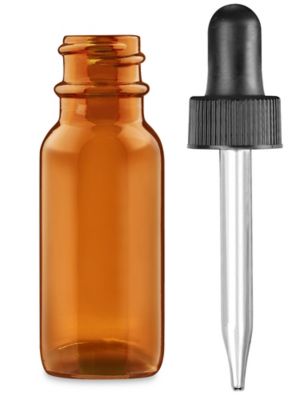 Nevlers 2 oz. Amber Glass Bottles with Dropper, Bottle Brush