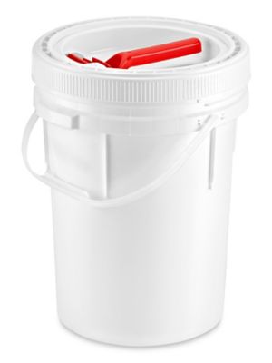 Vestil PAIL-SCR-5-W, 5 Gallon Screw-Top Plastic Pail & Lid - White